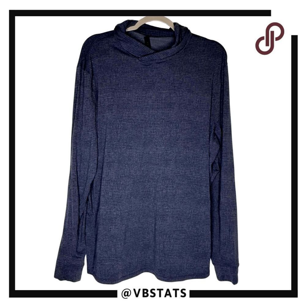 Lululemon Men's Space Dye Long Sleeve Running Hooded Pullover Top Navy Blue XL